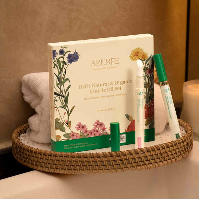 Apuree natural nail repairing cuticle oil set