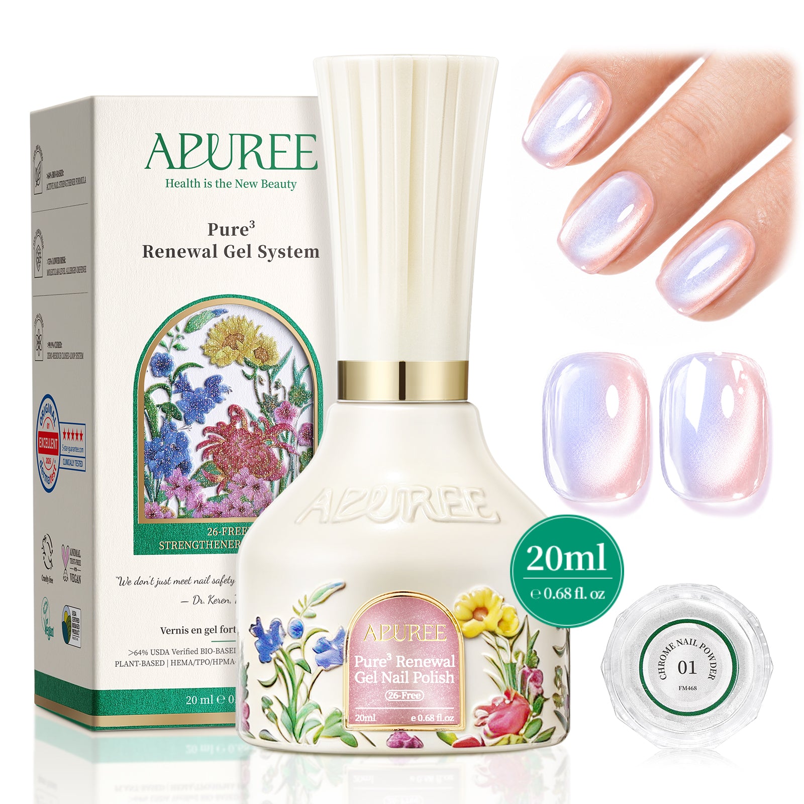 26-Free™ Cat Eye Gel Nail Polish: >64% Bio-Based, 0.68 fl. oz -Opal Bloom Lilac Frost