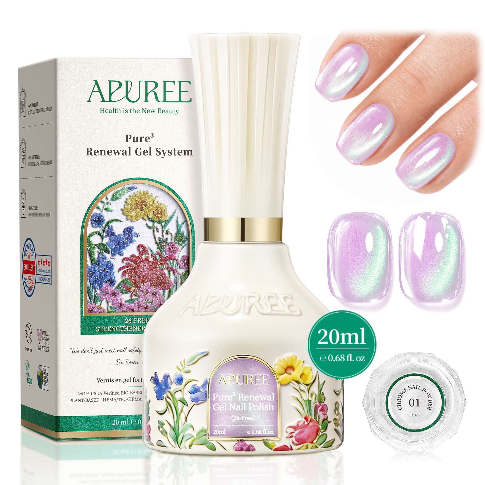 26-Free™ Cat Eye Gel Nail Polish: >64% Bio-Based, 0.68 fl. oz -Opal Bloom Opal Tide
