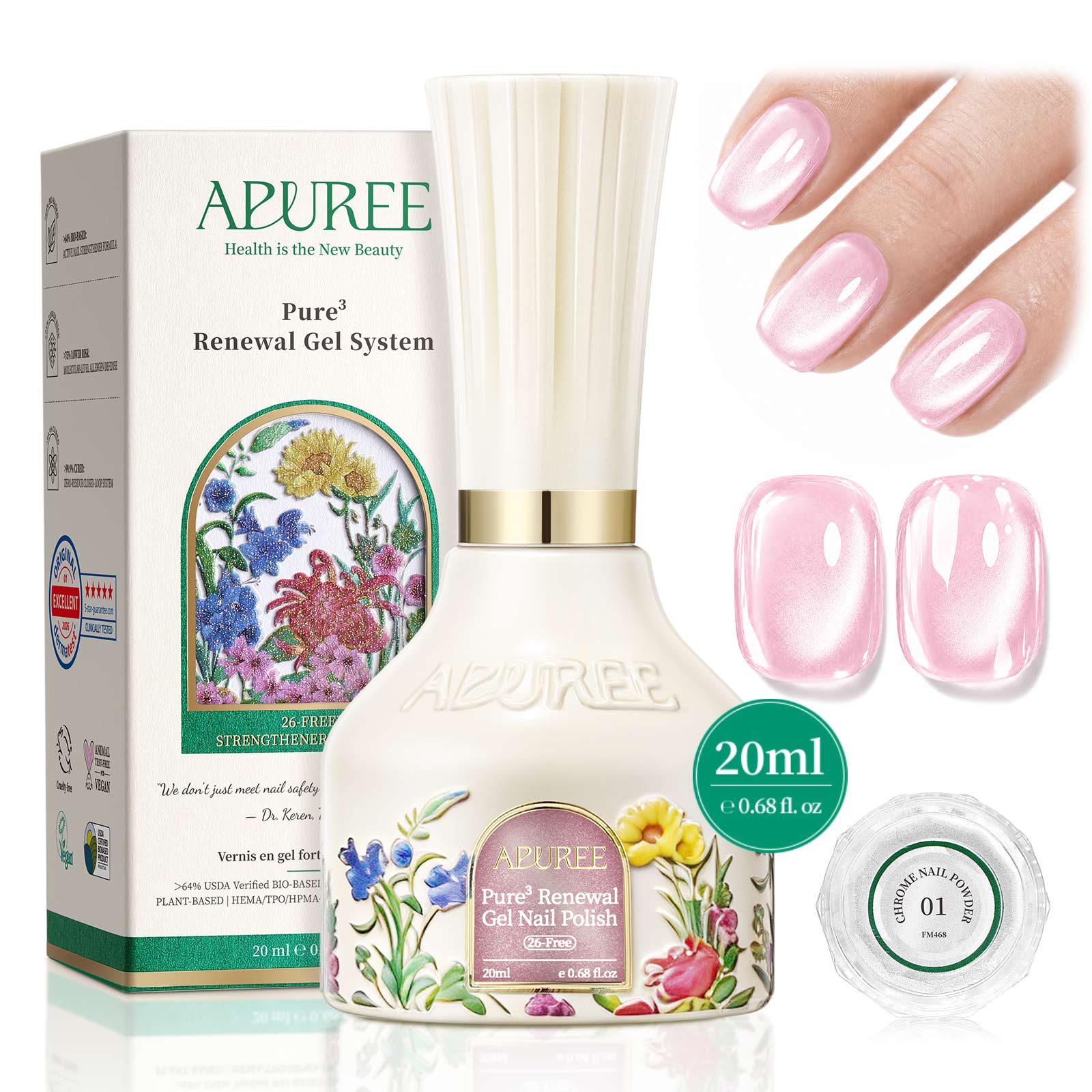 APUREE Sheer Pink Gel Nail Polish Color Swatch Jelly Nail Effect