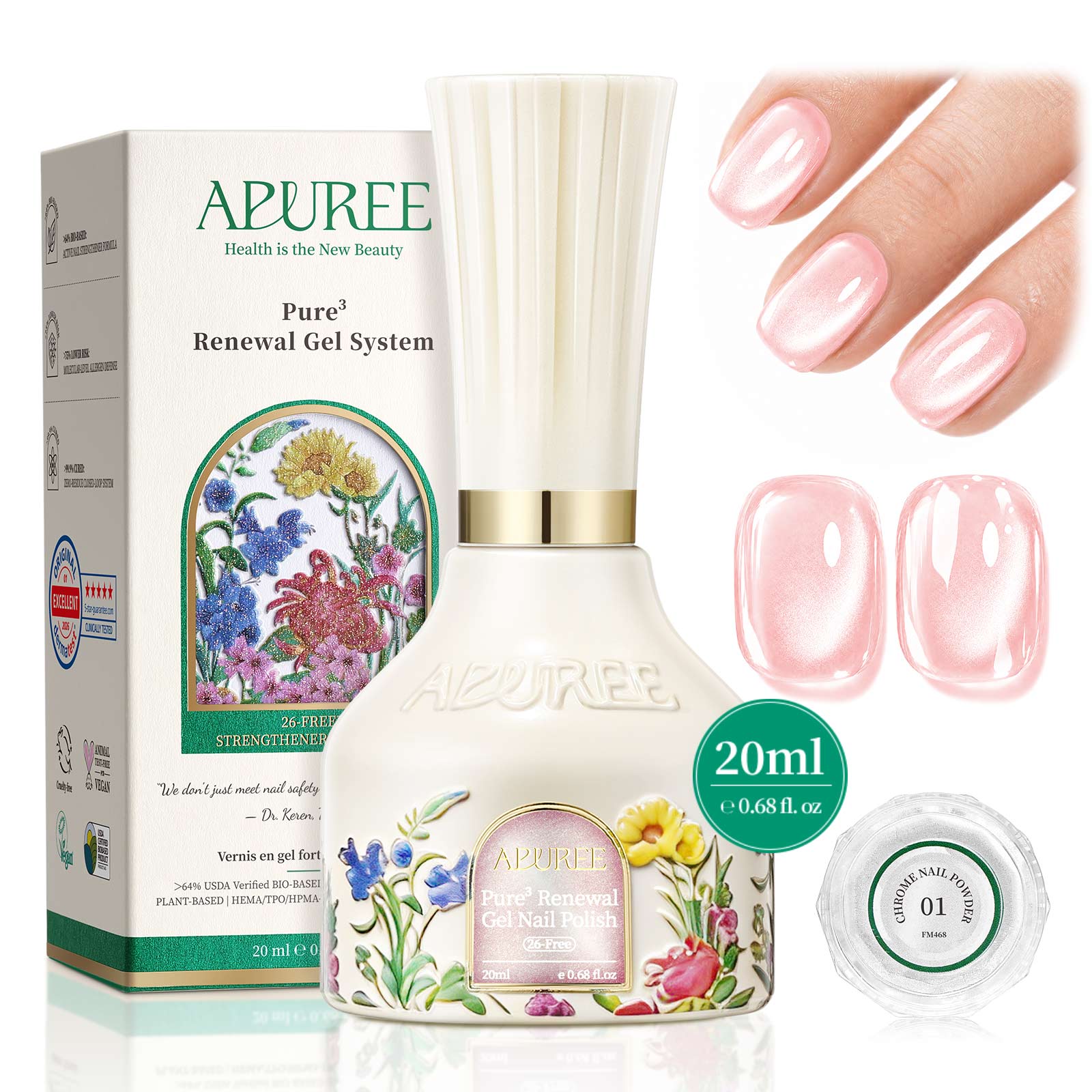 APUREE Nude Pink Gel Nail Polish Color Swatch Natural Gloss Finish