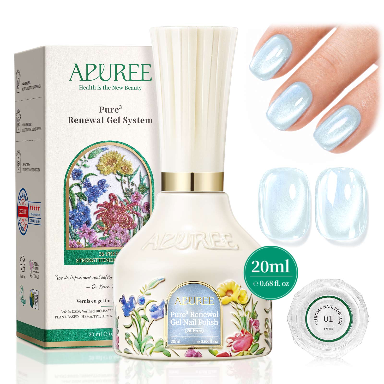 26-Free™ Cat Eye Gel Nail Polish: >64% Bio-Based, 0.68 fl. oz -Siren's Cove Into Blue