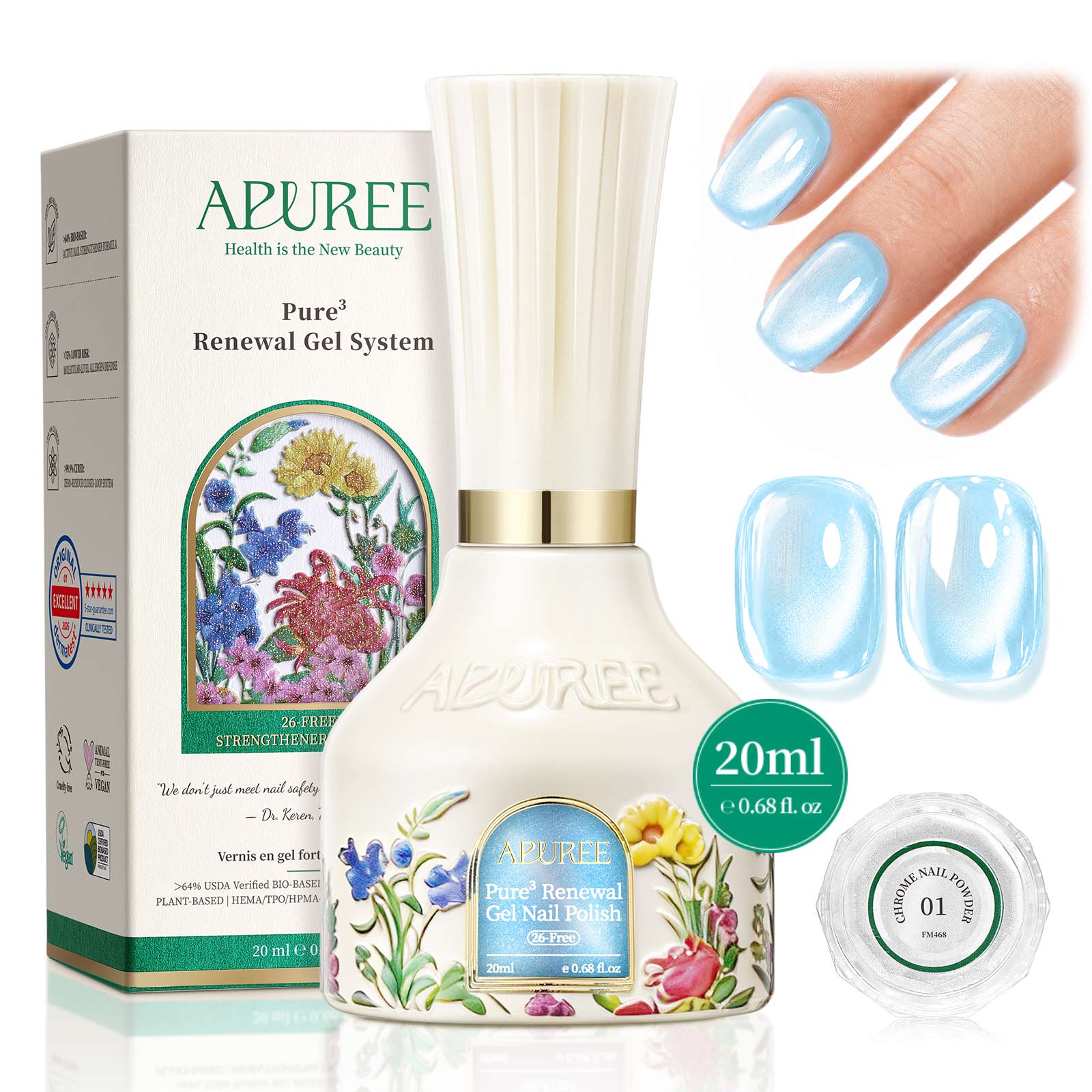26-Free™ Cat Eye Gel Nail Polish: >64% Bio-Based, 0.68 fl. oz -Siren's Cove Atlantis