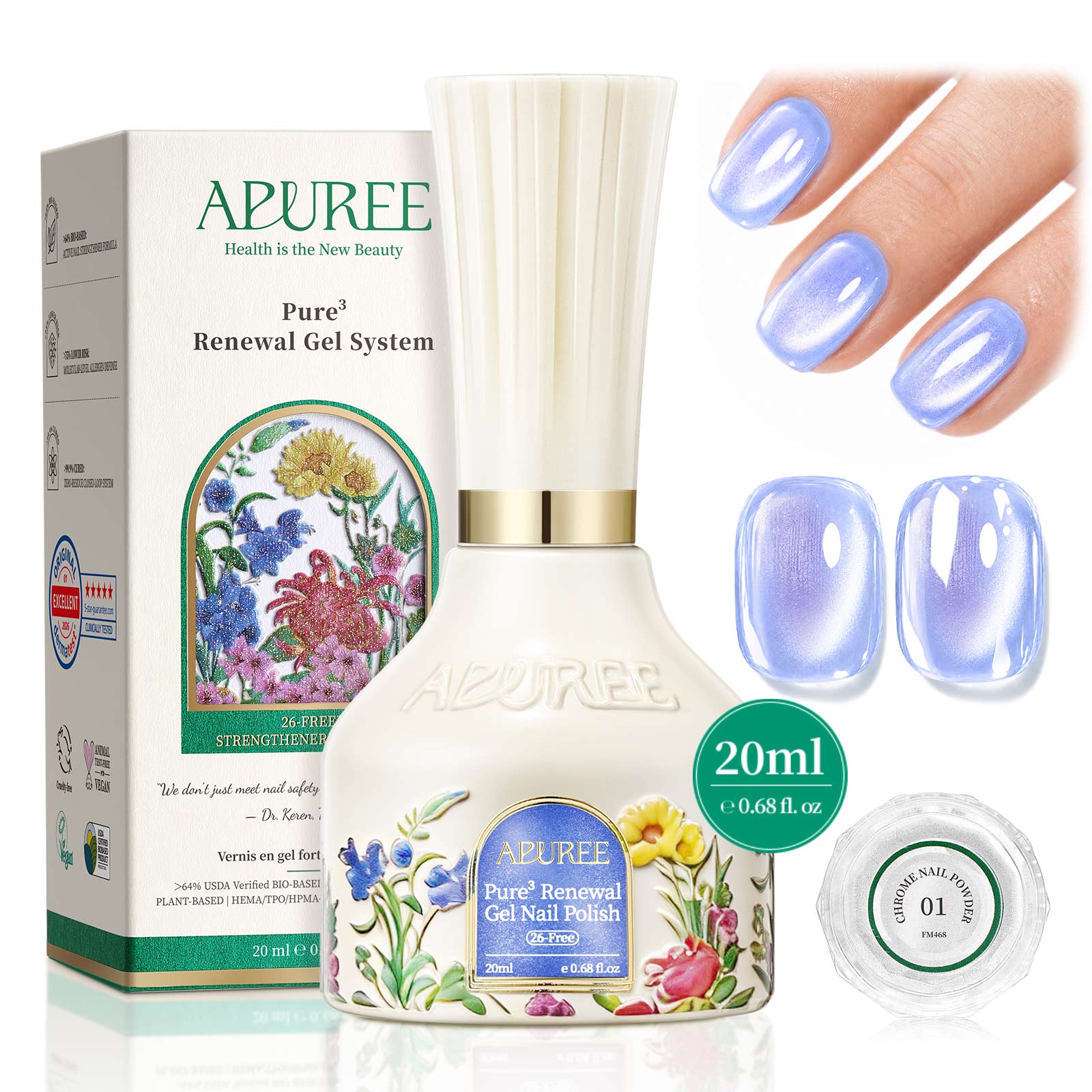 26-Free™ Cat Eye Gel Nail Polish: >64% Bio-Based, 0.68 fl. oz -Aqua Aura Deep End