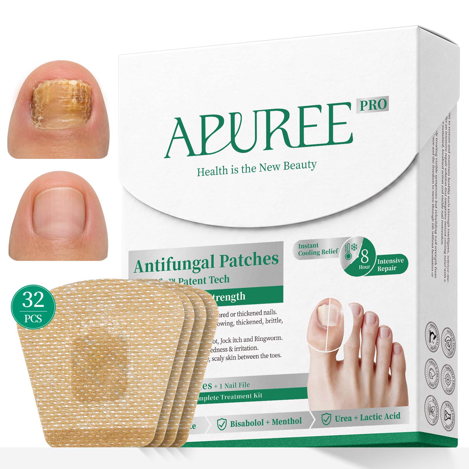 APUREE maximum strength nail fungus patches Pro