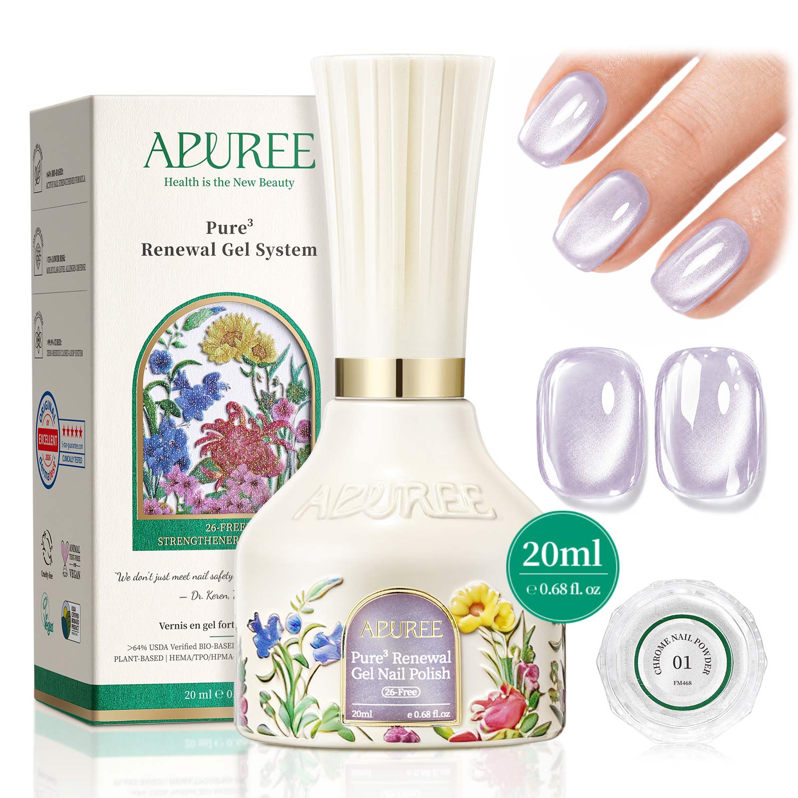 APUREE Lavender Pearl Strengthener Gel Nail Polish Color Swatch