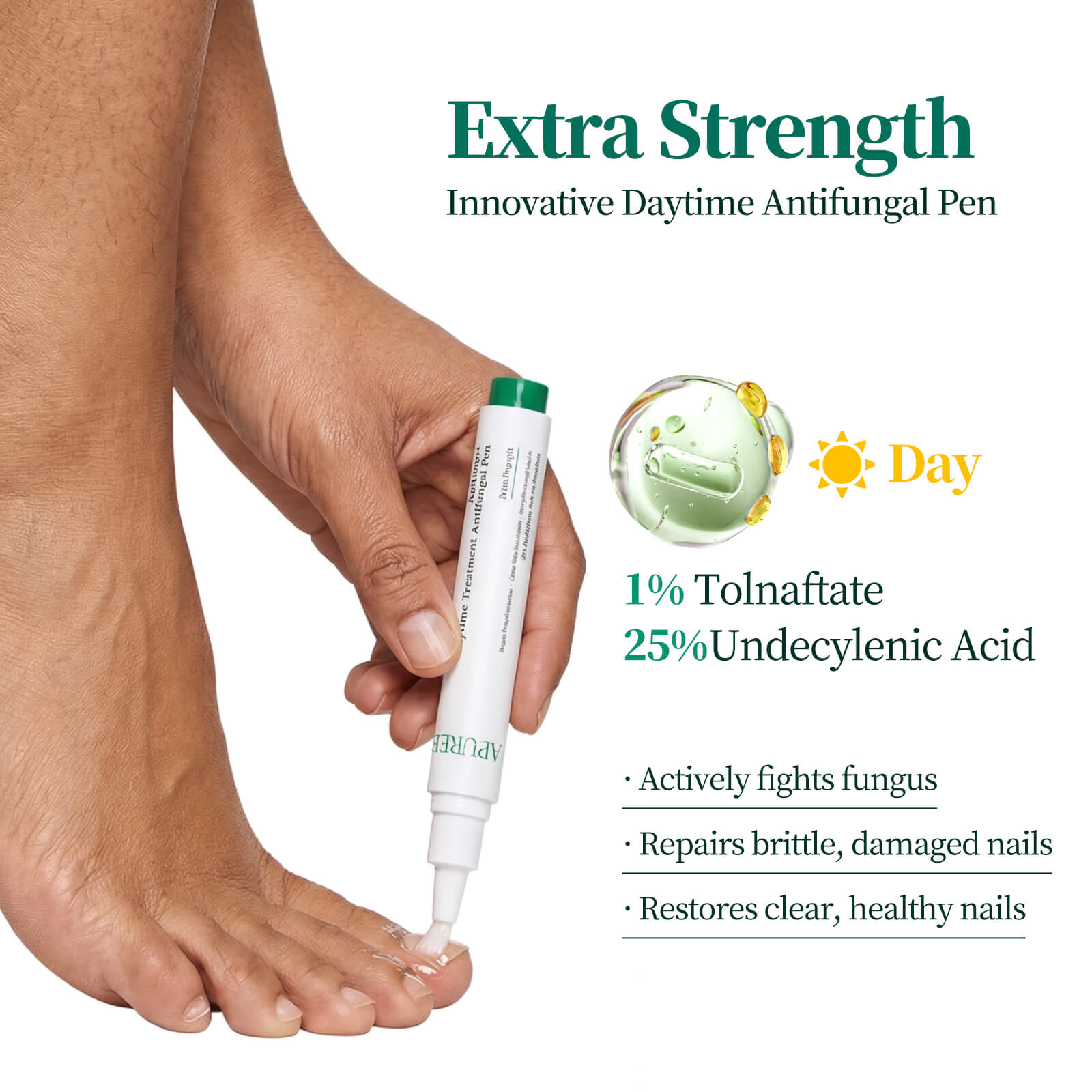 Apuree daytime antifungal pen easy apply for toenail fungus daily protection active defense formula