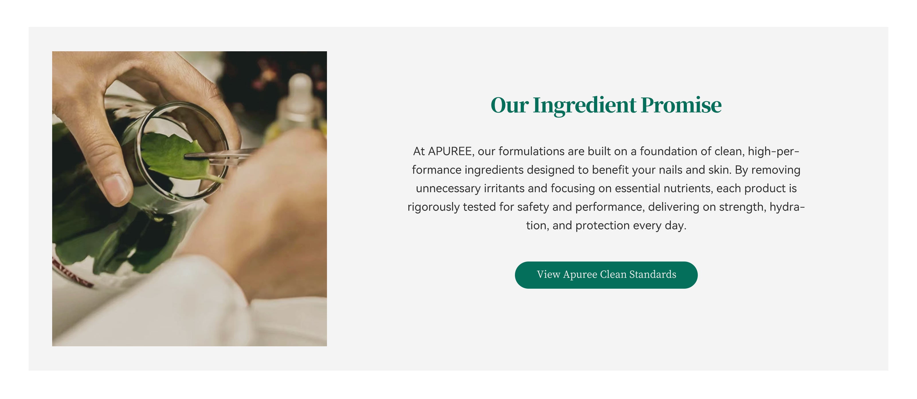 APUREE clean beauty ingredient practice with natural nail treatment application