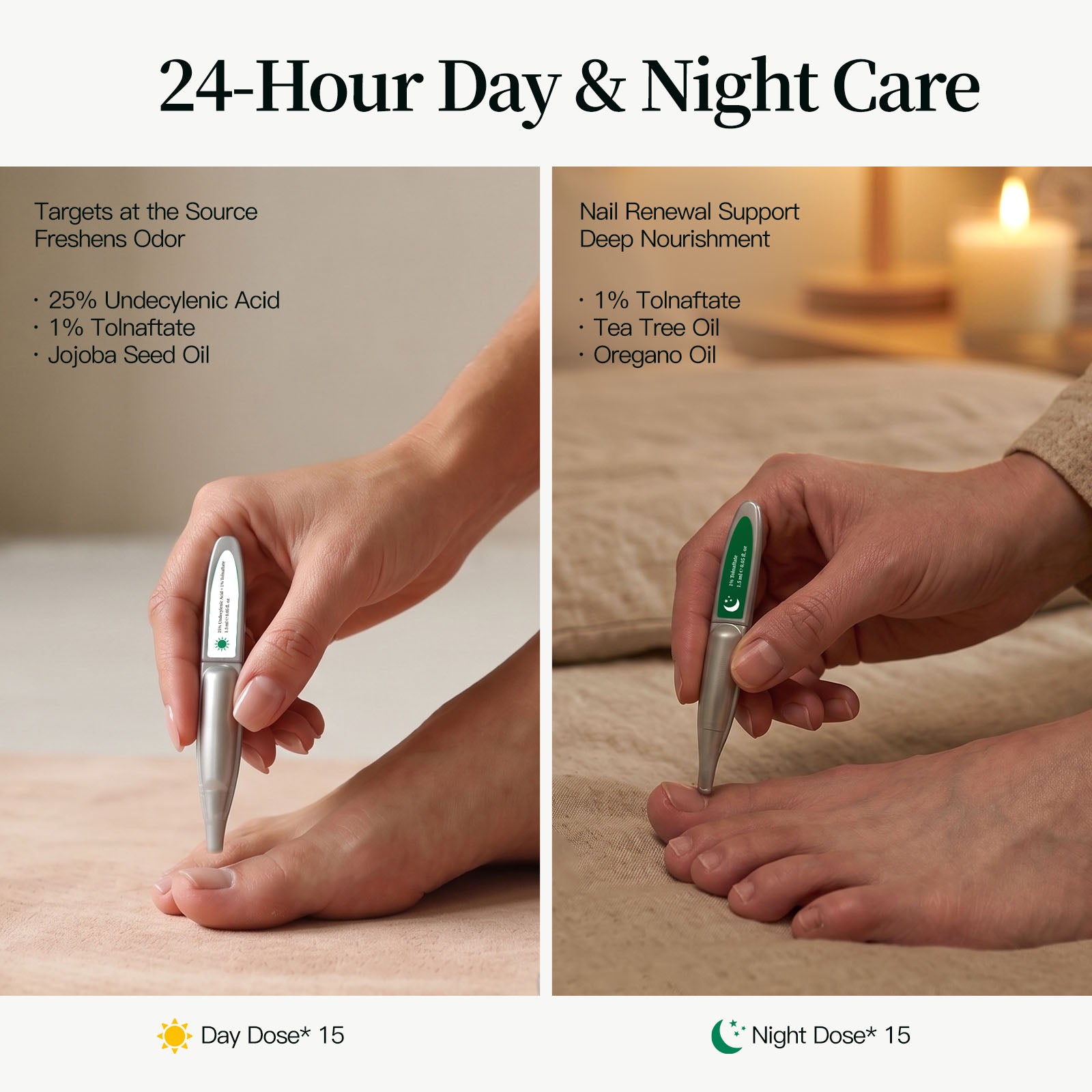APUREE Antifungal Liquid Day & Night System Kit 24-Hour Day Night Nail Care Dual Dose Support