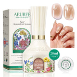 Apuree 26-Free strengthening gel nail polish bottle with packaging, natural nail enhancement shades and clean nail care system
