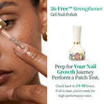 Applying Apuree nail strengthener gel polish on natural nails, close-up of brush application and nail care treatment process