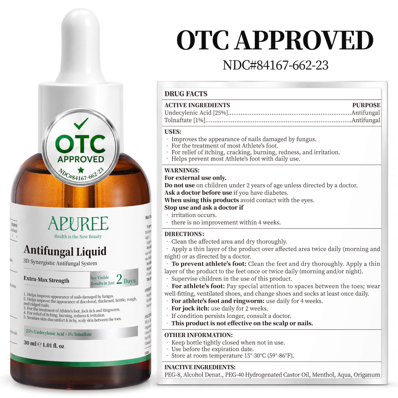 APUREE OTC approved antifungal nail restorer with professional extra-max strength treatment formula