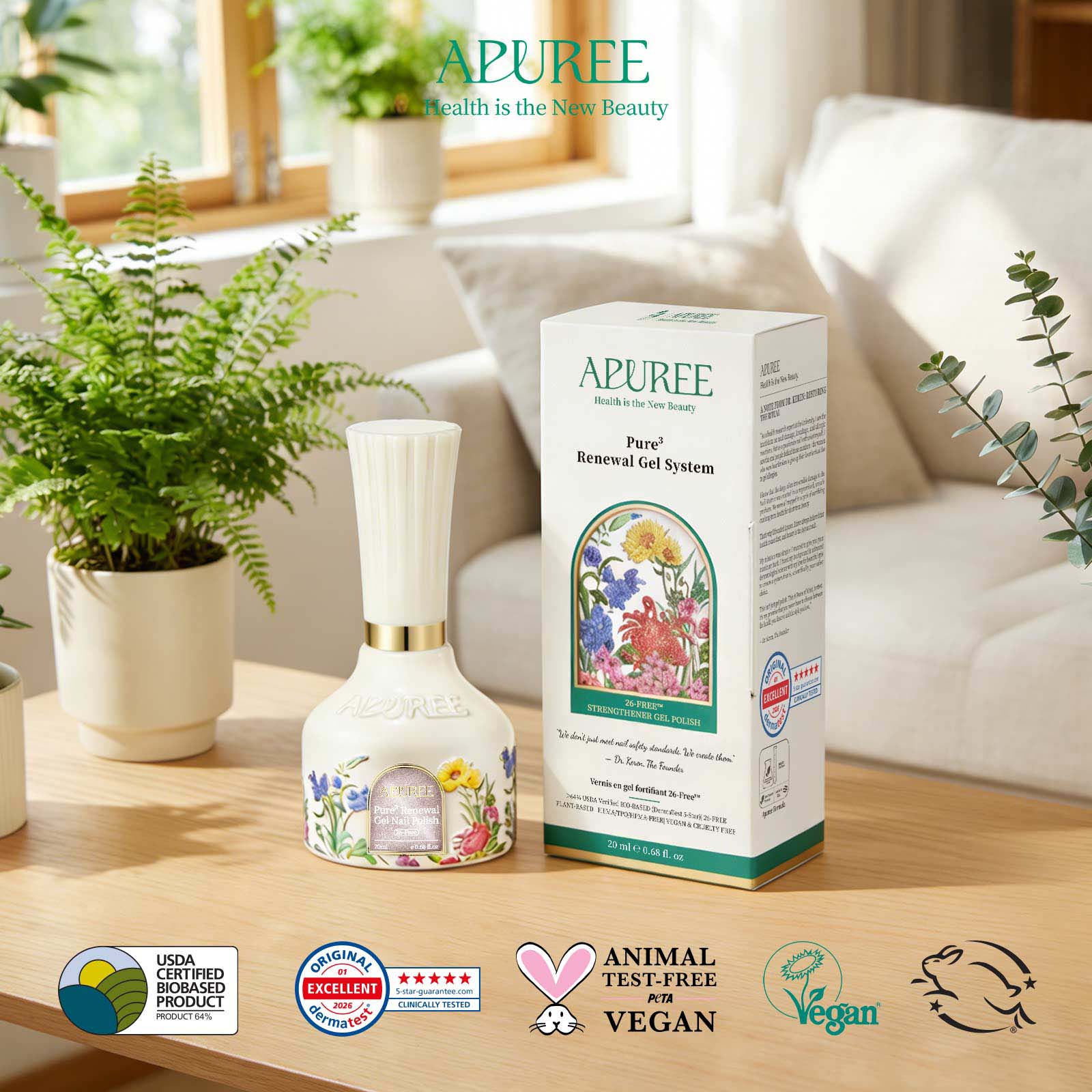 APUREE Bio-Based Strengthener Gel Nail Polish Home Nail Care Set