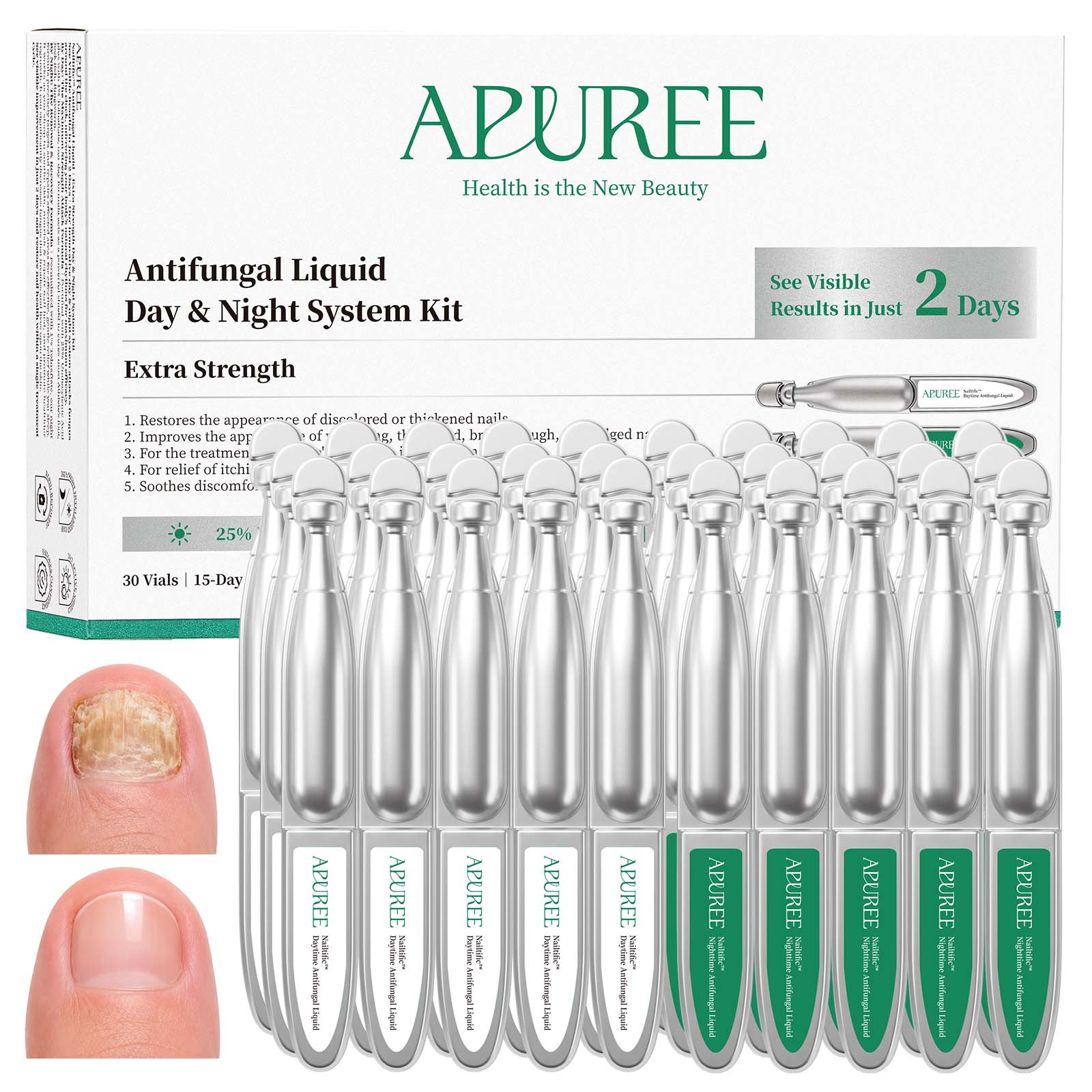 APUREE Antifungal Liquid Day & Night System Kit 30 Count Single Box Main Product Display1