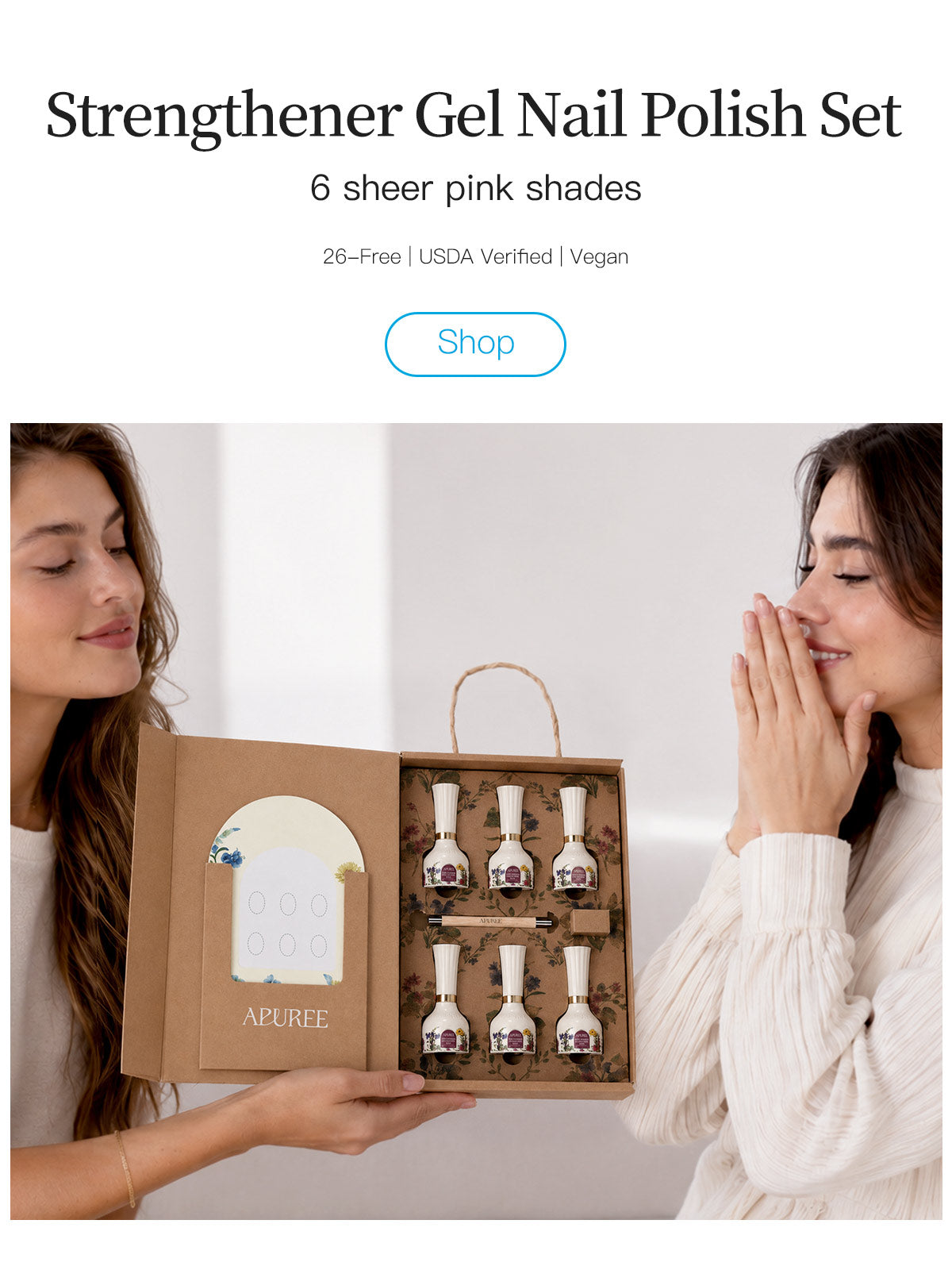 APUREE sheer pink strengthening gel nail polish set with gift box