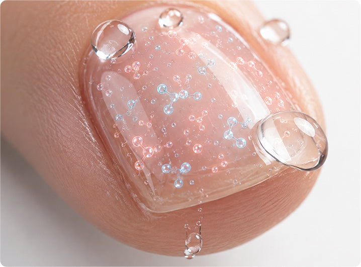 Bitter molecules sealed in a water-resistant shield on the nail